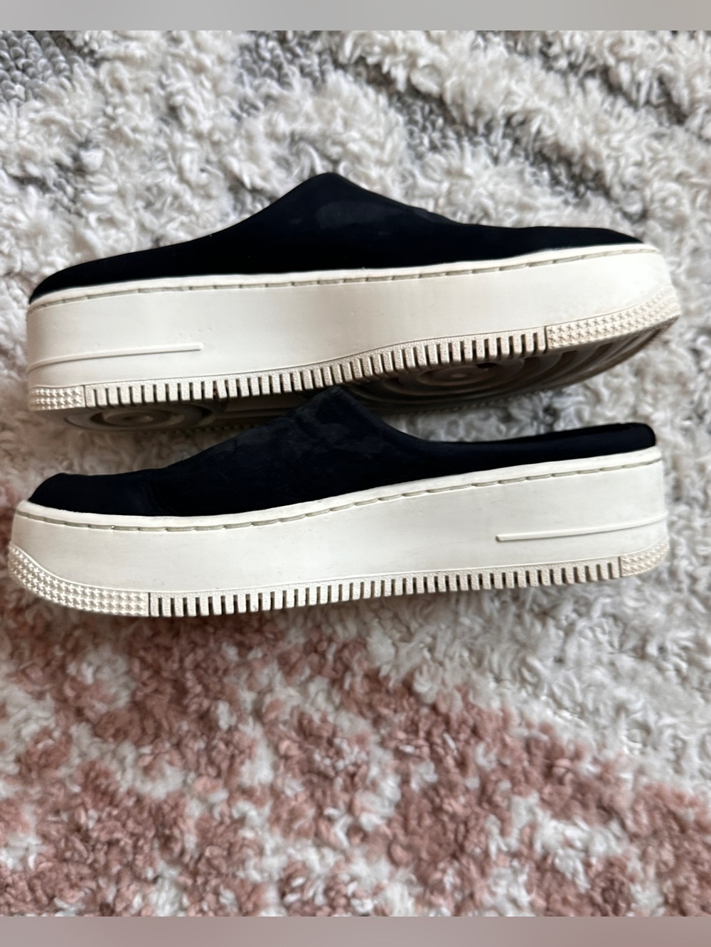 💜 Nike Black AIR FORCE 1 Lover Xx Slip-On Platform Black Mule Loafers White Sole - Picture 6 of 11